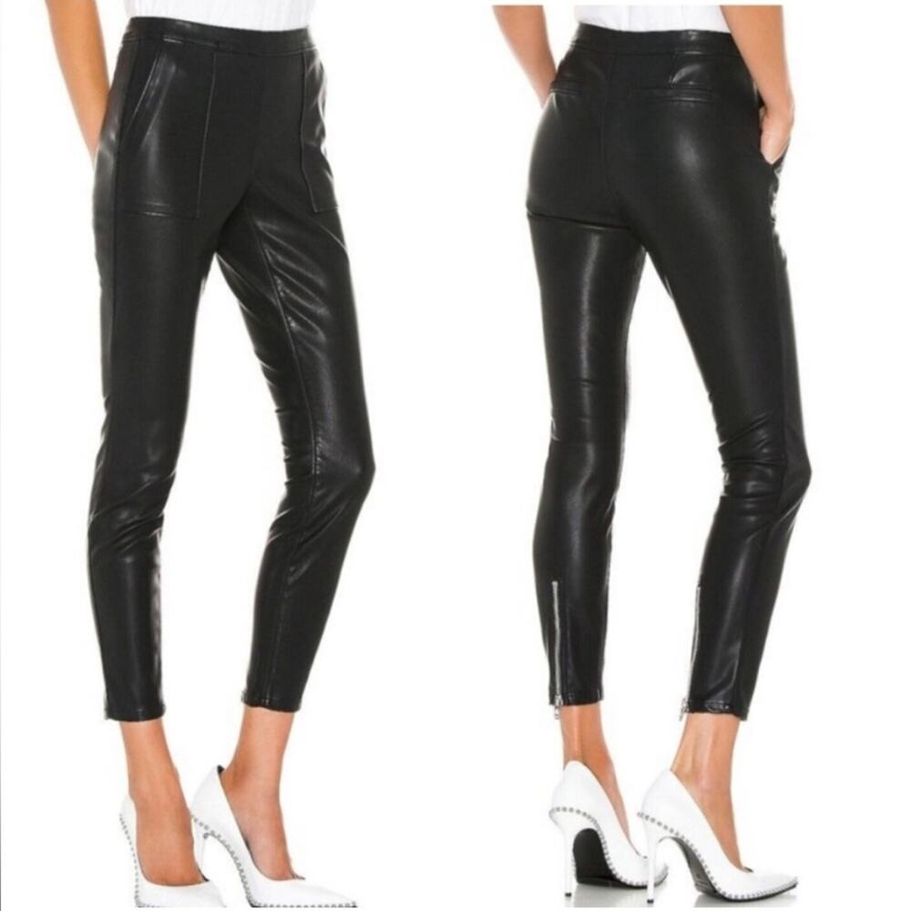 NWT Revolve Blank NYC High Rise Black Faux Leather Pants Skinny Utility 25 $98